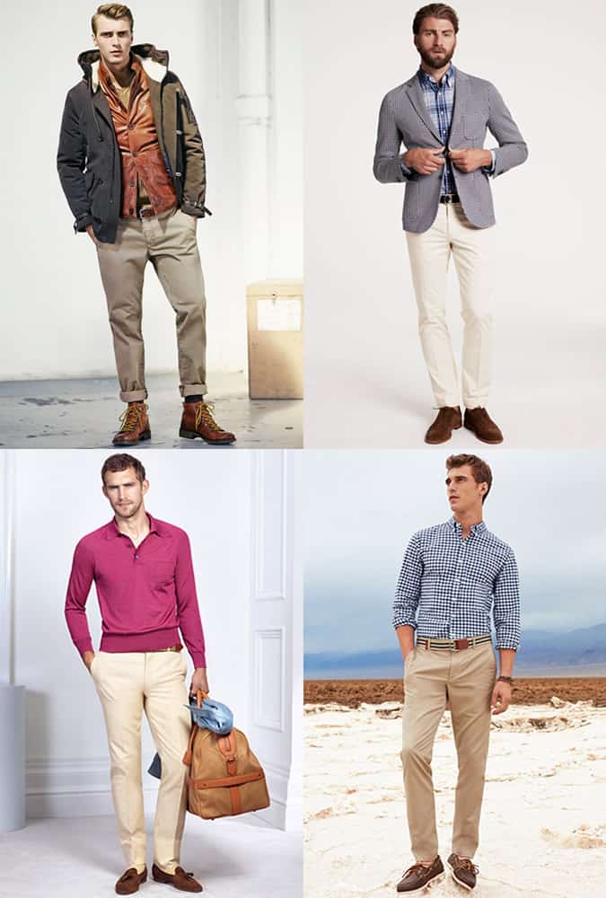 Men's Chinos and Footwear Combinations Outfit Inspiration Lookbook