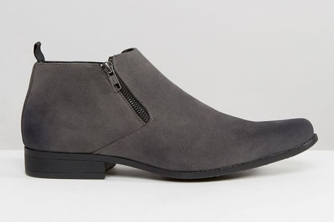 ASOS Chelsea Boots In Grey With Zip