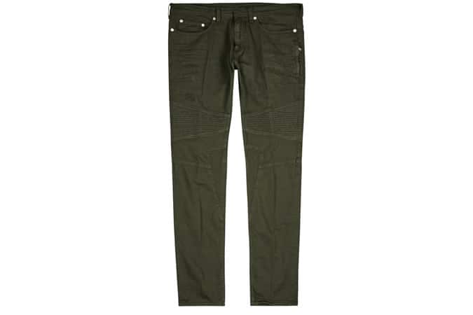 NEIL BARRETT Army green skinny biker jeans
