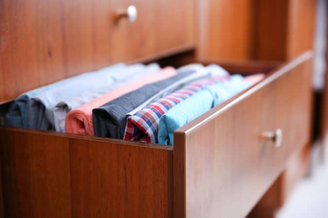 Clothes folded in drawer