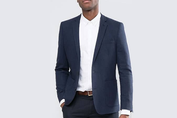 ASOS Skinny Blazer in Navy Wool Mix