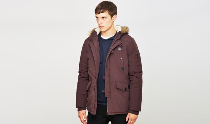 THE IDLE MAN Nylon Parka Burgundy