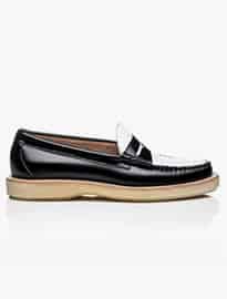 Bass WEEJUNS CREPE LARSON MOC PENNY BLACK & WHITE LEATHER