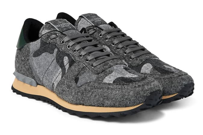 Valentino Camouflage-Print Felt Sneakers