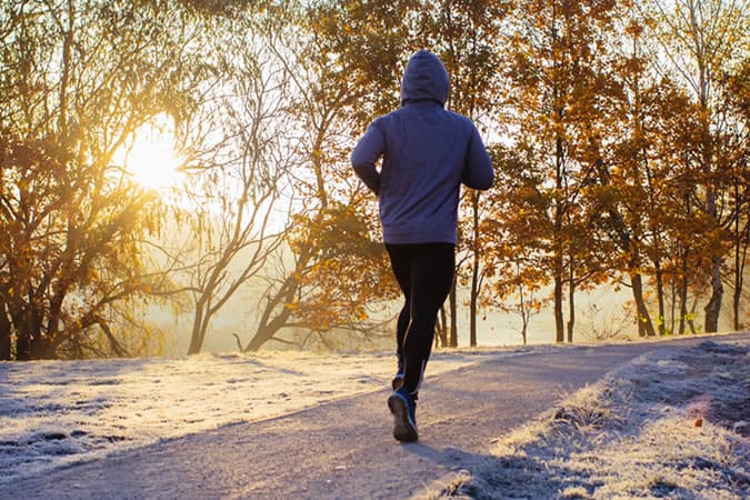 MAn running in cold