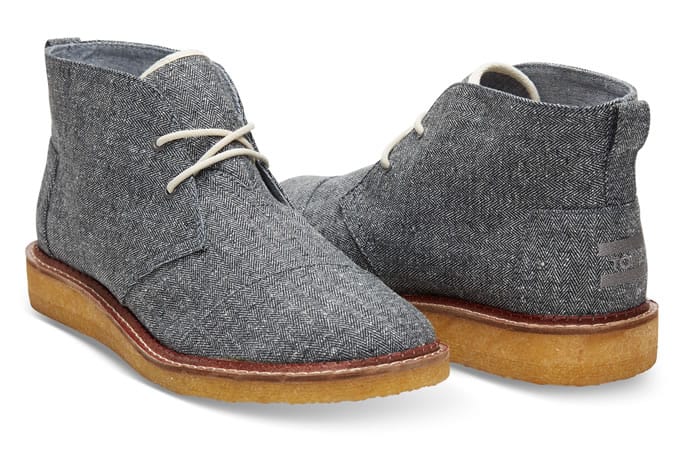 Toms X The Hill-Side Grey Herringbone Tweed Men's Mateo Chukka Boots