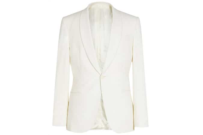ELLIS SHAWL COLLAR TUXEDO BLAZER WHITE