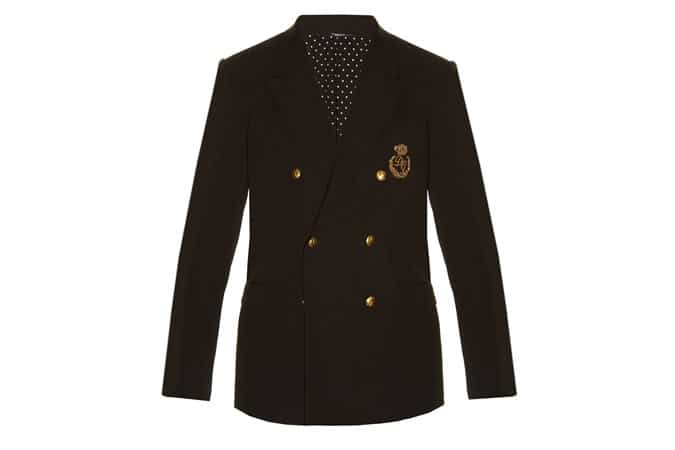 DOLCE & GABBANA Crown-embroidered double-breasted blazer