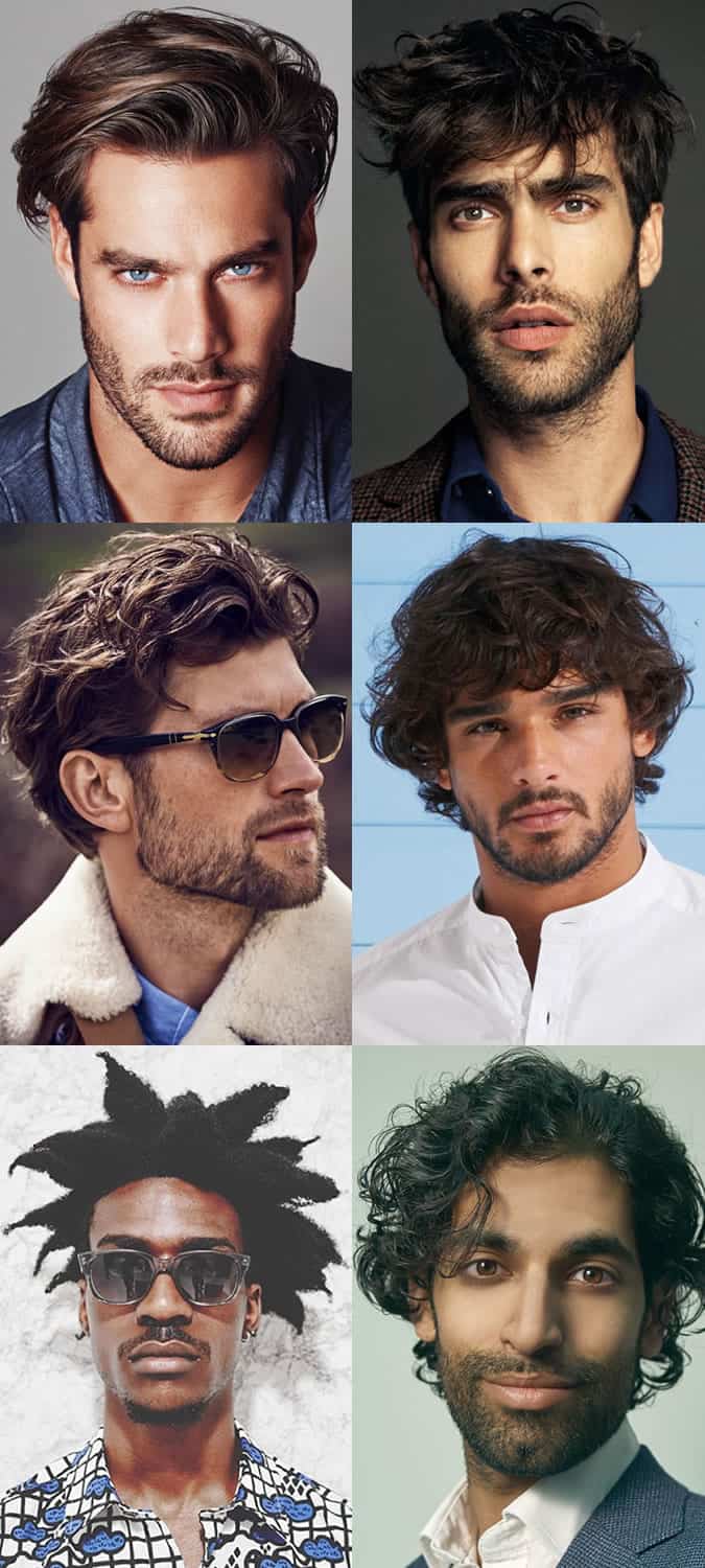 Men Medium-Length Hairstyles With Short Beards/Facial Hair