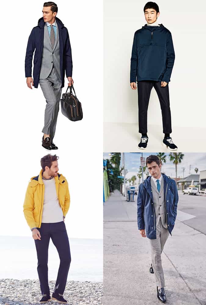 Men's Technical Rain Coats and Jackets Outfit Inspiration Lookbook