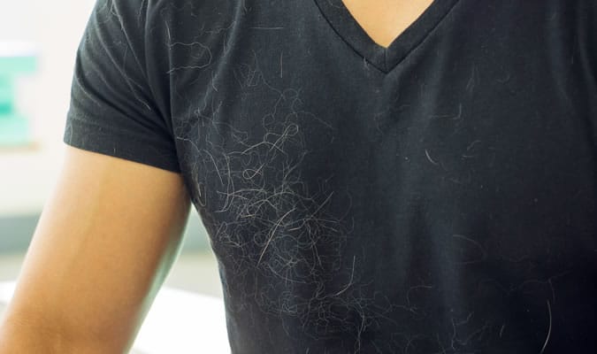 Pet hair on t-shirt