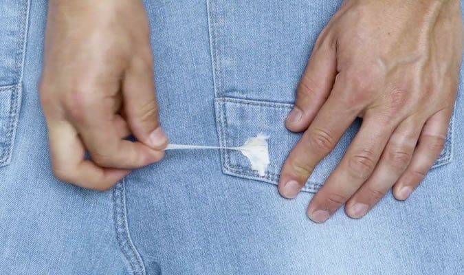 Chewing gum on jeans