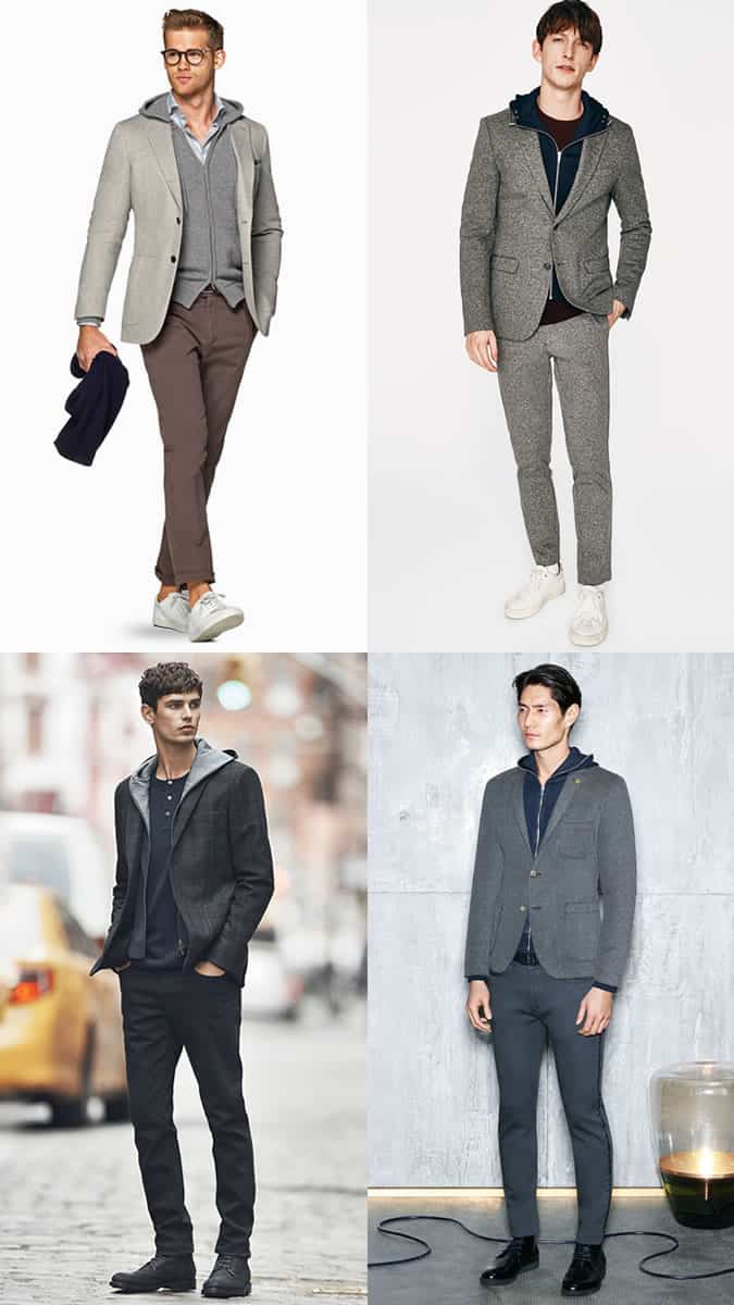Men's Hoodies With Tailoring Outfit Inspiration Lookbook