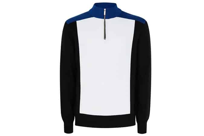 Blue, White And Black Half Zip Knitted Track Top