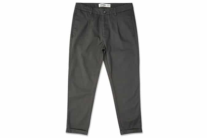 New Look Dark Grey Pleated Tapered Cropped Trousers