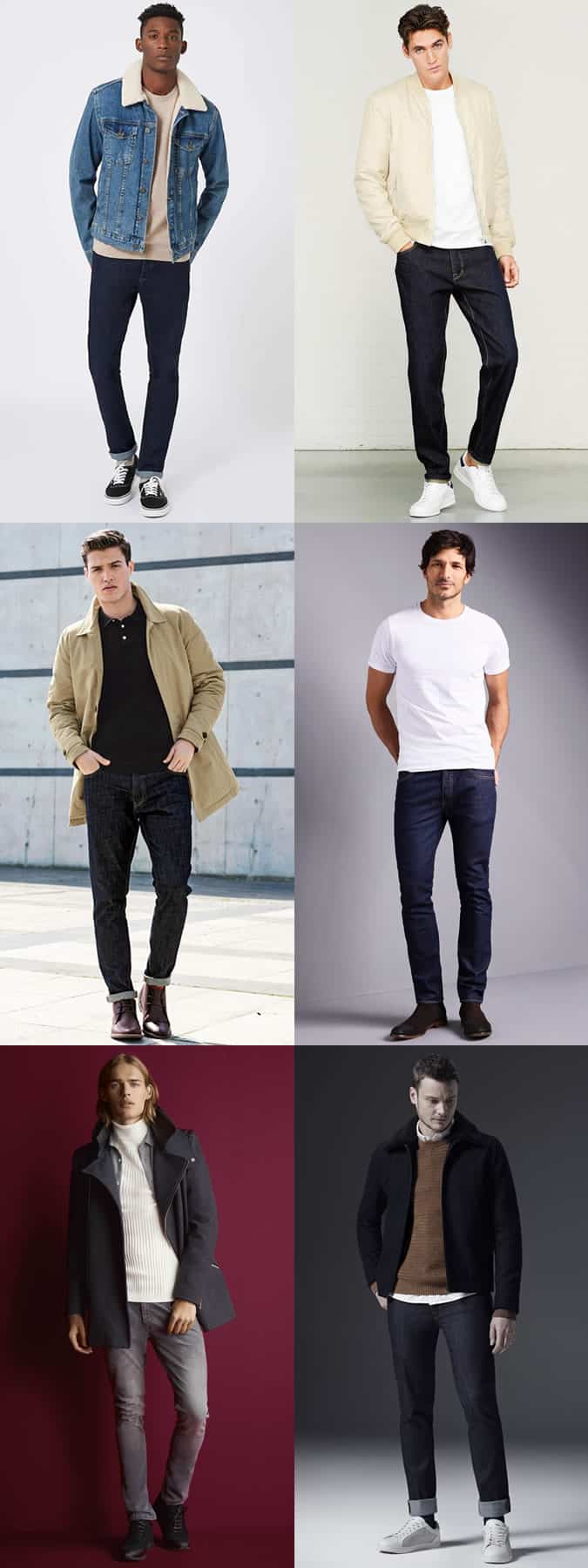 Men's Dark Wash Jeans Outfit Inspiration Lookbook