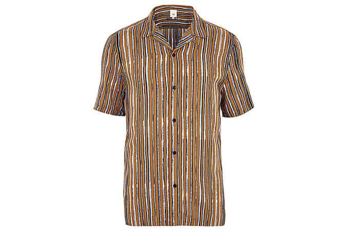 River Island Mustard Yellow Stripe Short Sleeved Shirt