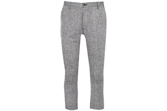 Boohoo Man Grey Tweed Skinny Fit Cropped Trouser