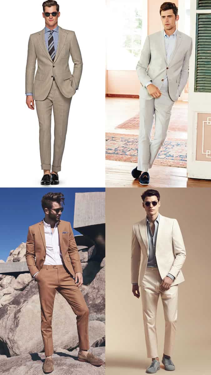 Men's Light Neutral Summer Suits Fashion & Style Outfit Inspiration Lookbook