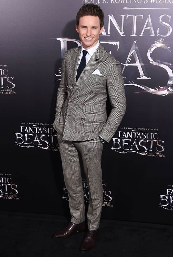 Eddie Redmayne Check Double-Breasted Suit