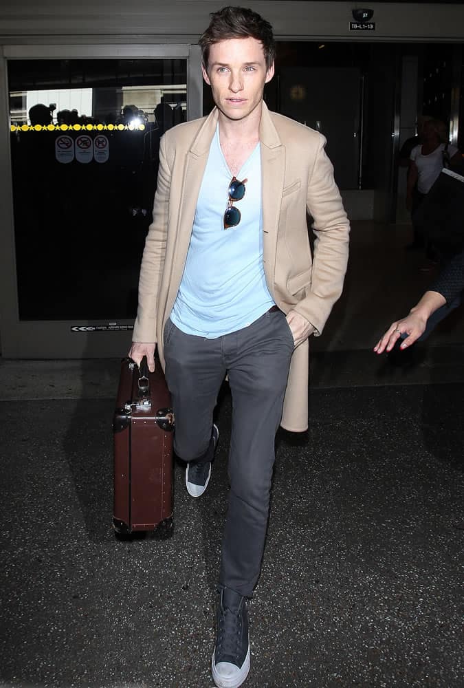 Eddie Redmayne Style Camel Overcoat