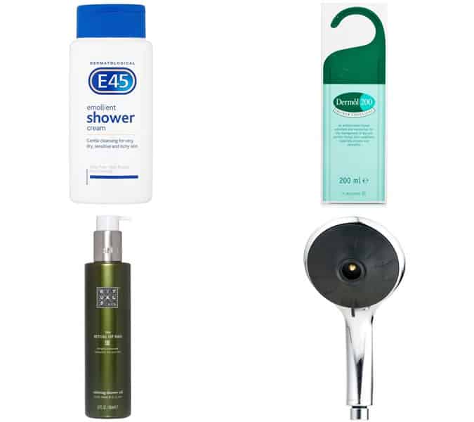 Men's moisturising shower creams and water-saving shower head