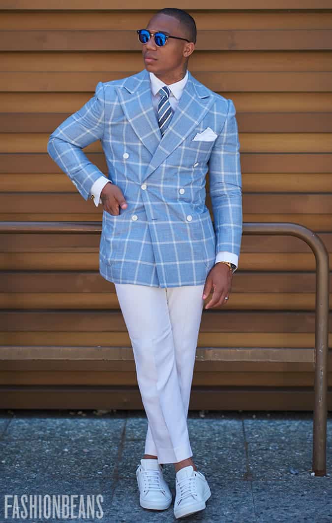 Pitti Uomo 92 pastel blue jacket