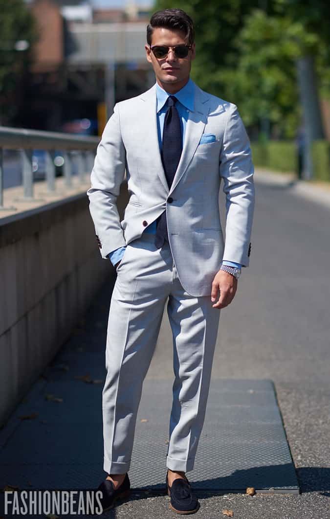 Pitti Uomo 92 light grey suit