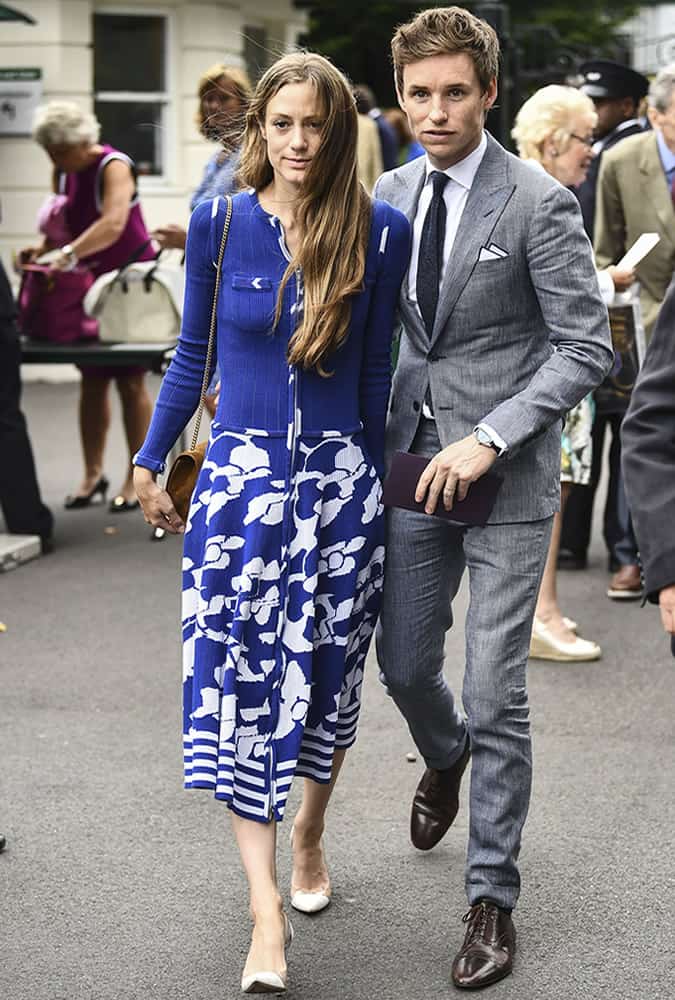 Eddie Redmayne wearing tailoring at Wimbledon