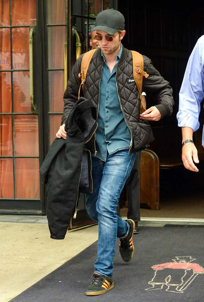 Robert Pattinson wearing a padded jacket