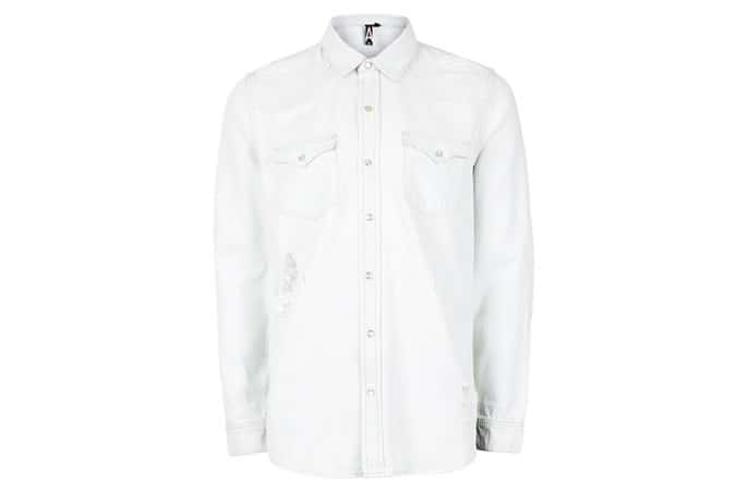 Topman AAA Bleached White Denim Shirt