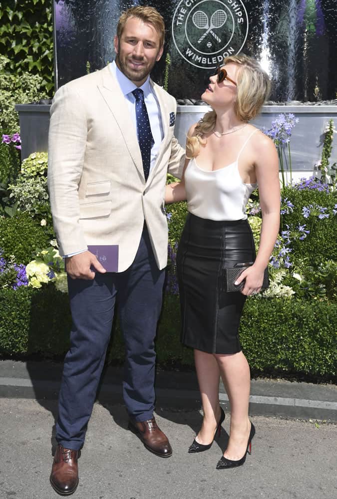 Rugby player Chris Robshaw wearing a suit at Wimbledon 2017