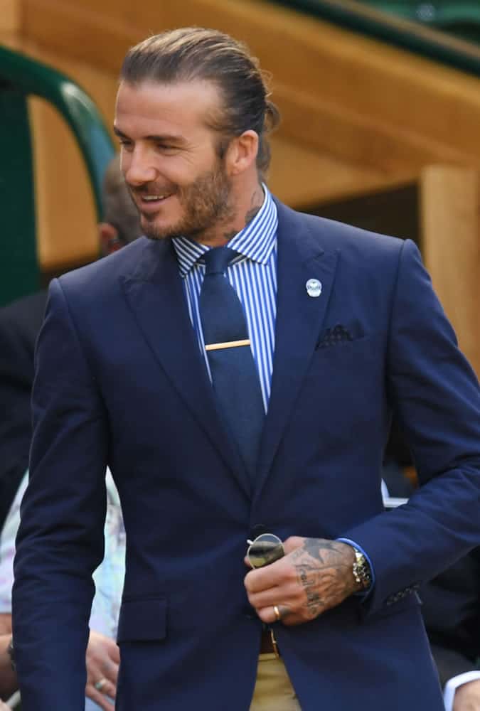 David Beckham Blazer and Chinos at Wimbledon 2017