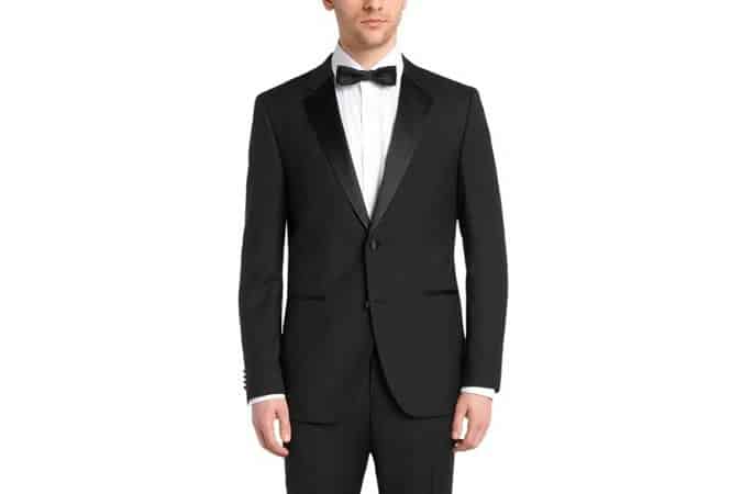 Regular-fit virgin wool tuxedo with silk detail