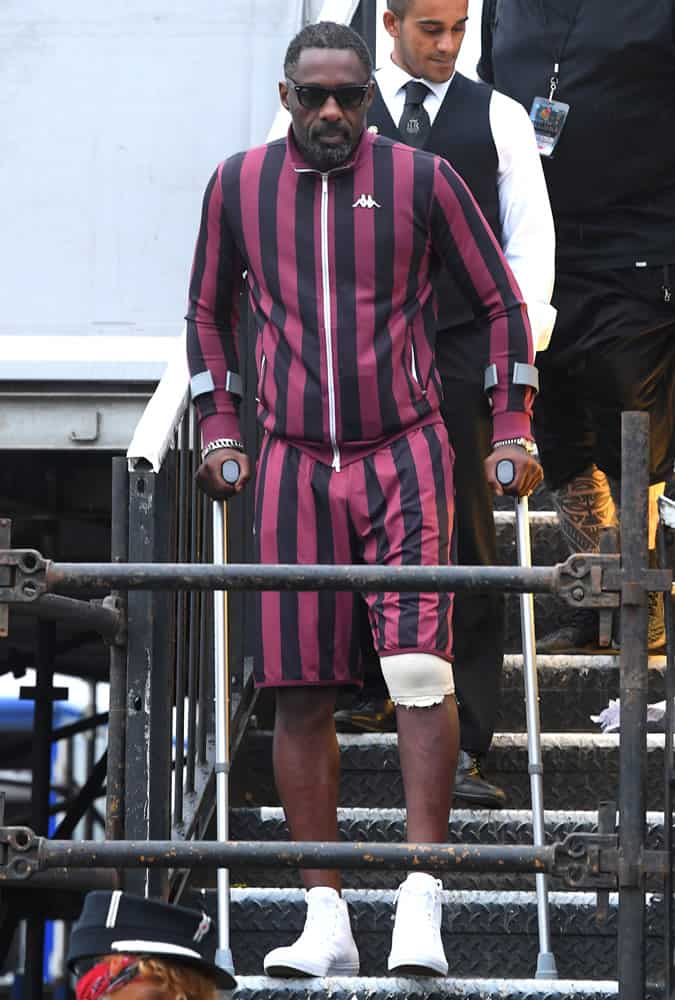 Idris Elba wearing a Kappa twin set at the V festival
