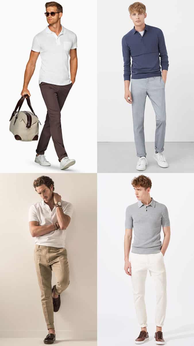 Men's Polo Shirt, Chinos and Loafers Outfit Inspiration Lookbook