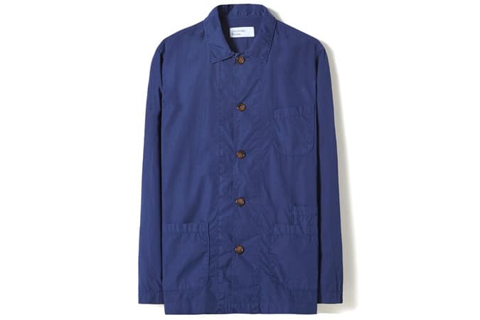 Universal Works Bakers Overshirt In Blueprint Poplin