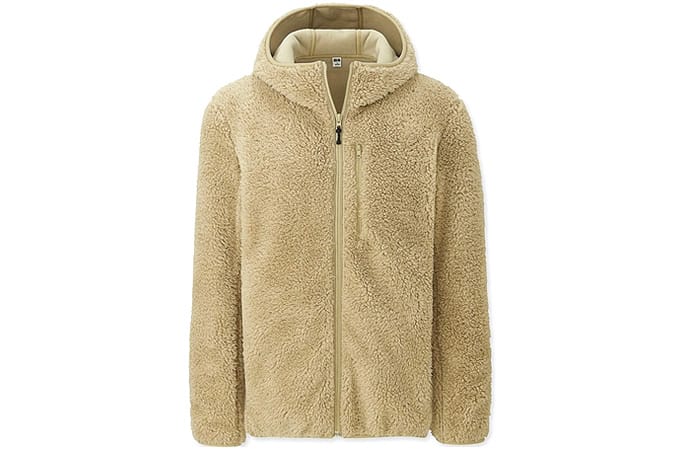 MEN WIND PROOF PILE LINED FLEECE FULL-ZIP HOODIE