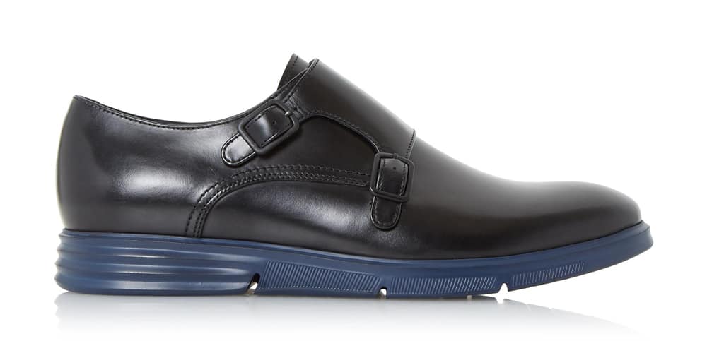 Dune London BRAVEHEART - BLACK Wedge Sole Monk Shoe