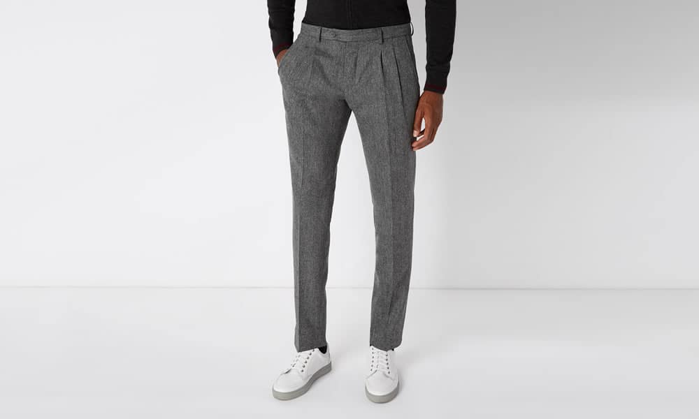 Remus Uomo Slim Leg Wool-Rich Double Pleat Trouser