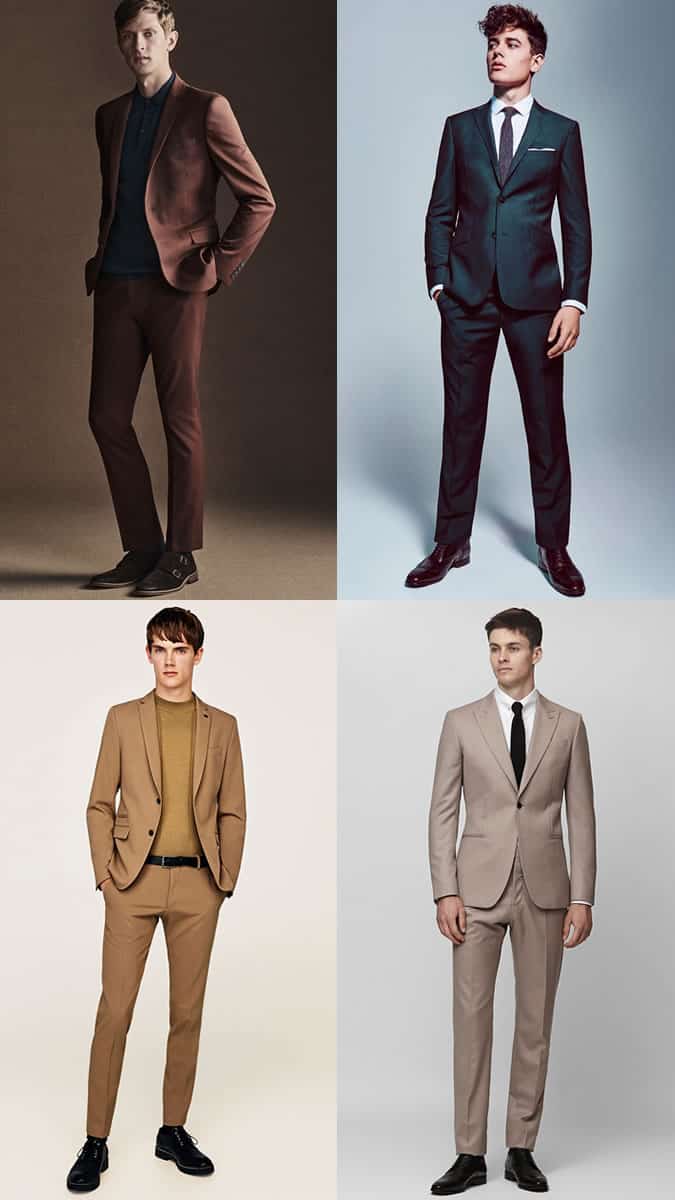 how to wear green, burgundy and camel suits