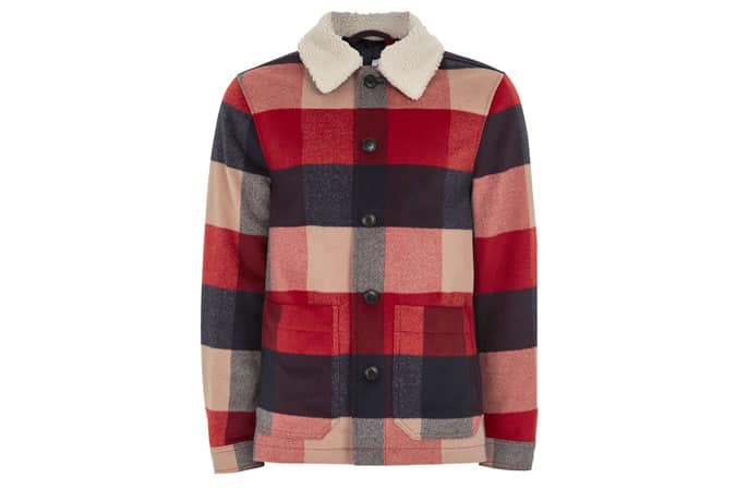 Topman Red Borg Collar Check Shacket