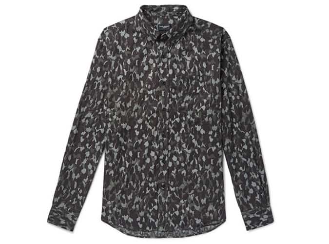 CLUB MONACO Slim-Fit Button-Down Collar Camouflage-Print Cotton-Flannel Shirt
