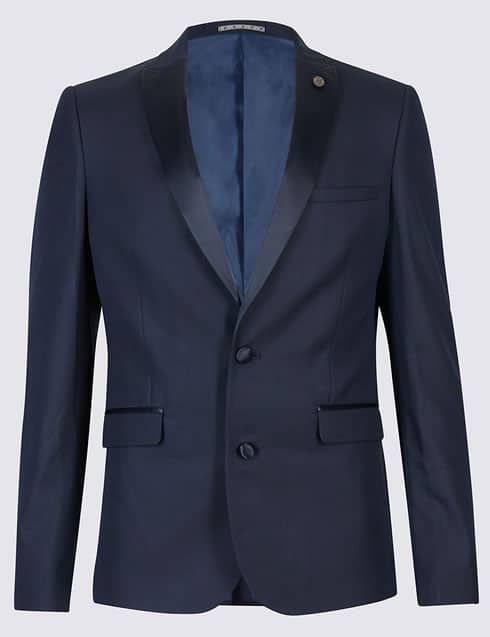 Navy Textured Modern Slim Fit Tuxedo Suit