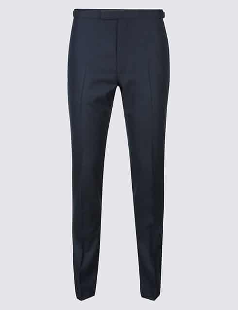 Navy Textured Modern Slim Fit Trousers