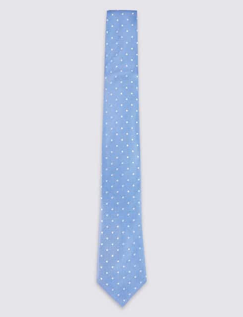 Pure Silk Spotted Tie & Pocket Square Set