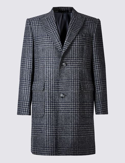 Pure Wool Peak Collar Overcoat