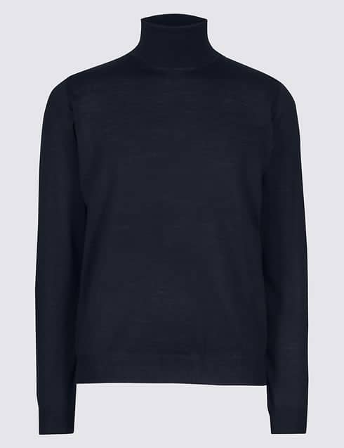 Merino Wool Blend Roll Neck Jumper