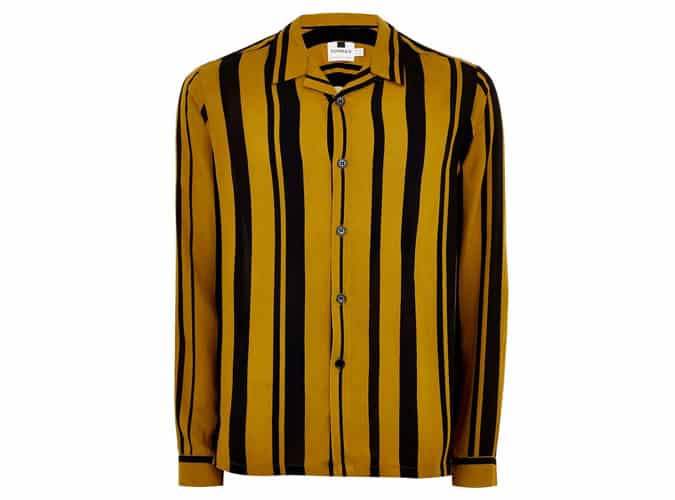 Mustard And Black Stripe Revere Shirt