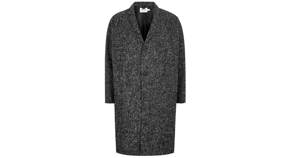 Black And White Textured Oversized Overcoat